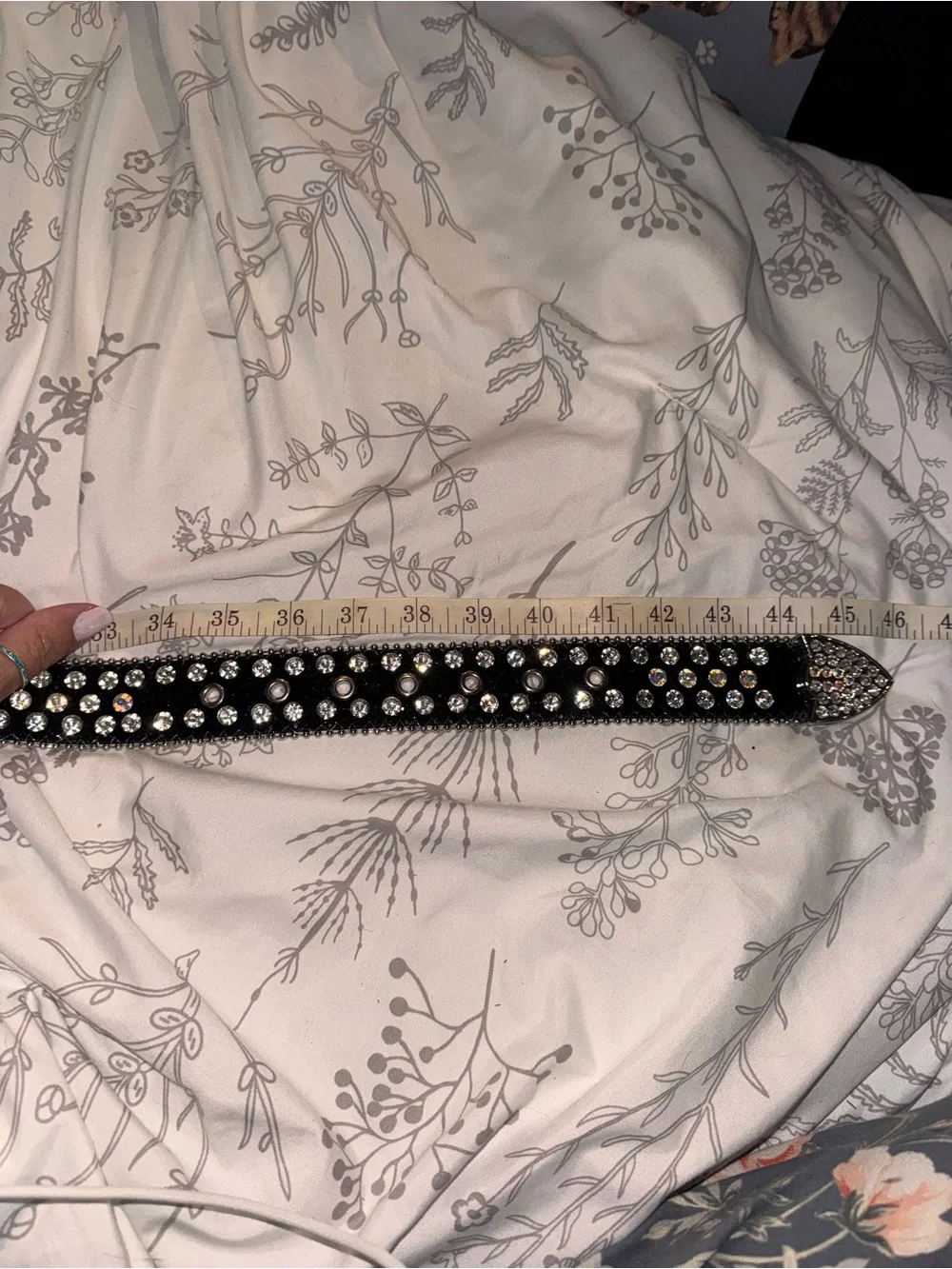 Black Crystal-Embellished Women's Belt